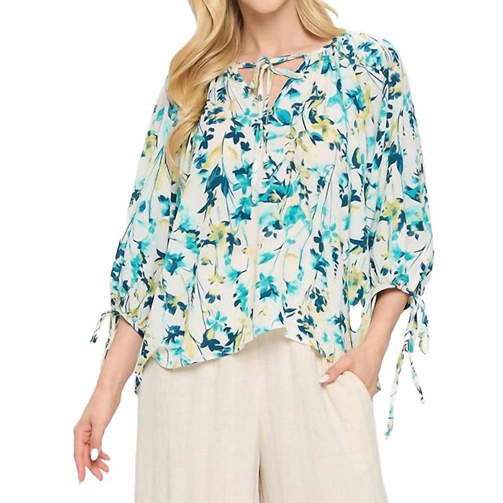 NEW RENEEC. floral print blouse in white/green